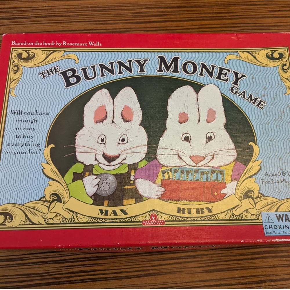 The Bunny Money Game Max & Ruby Rosemary Wells 1998 Game Pieces minus‎ 2 bases